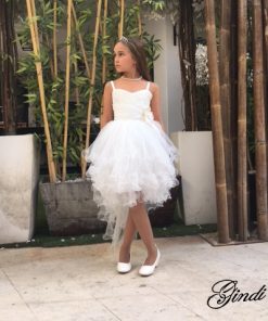 שמלת בת מצווה נפוחה עם שובל